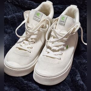 Cariuma Bamboo Knit High Top Off-White Cork Sole Women's Sz 9.5